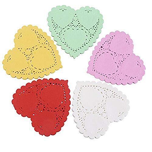 Carta pizzo centrini cuore - ,