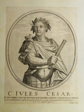 SCUOLA FRANCESE XVII RARA INCISIONE RITRATTO GIULIO CESARE ROMA ANTICA ITALIA...