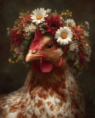 Pollo 8x10 con corona fiori - corona,