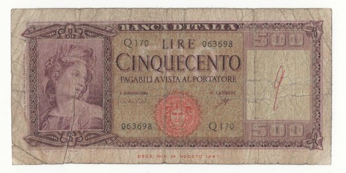 500 lire italia ornata - italia,
