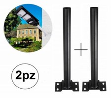 2x STAFFE PER LAMPIONE SOLARE STRADALE PALO SUPPORTO METALLO STAFFA MURO PARETE
