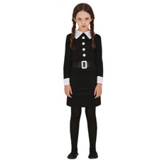 Costume Mercoledì Addams Bambina Horror Vestito Carnevale Halloween 3/16 Anni