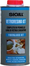 VETRORESINA KIT RIPARAZIONE STUCCO NAUTICA CARROZZERIA RESINA + FOGLI FIBRA
