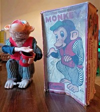 Giocattolo Depoca Vintage Raro Cragstan Crap Shooting Monkey Con Scatola Anni 50