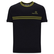 T-shirt Sergio Tacchini nuova Supermac nera e avocado