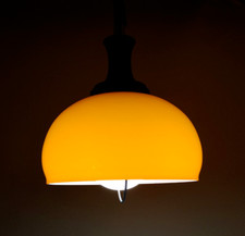 Lampadario da Cucina calotta in vetro Arancione saliscendi vintage'70-XXX