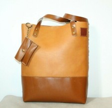 Borsa vera pelle Cuoio Marrone DOUBLE FACE fatta mano artigianale italiano