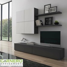 Parete attrezzata moderna soggiorno EUPHORIA mobile salotto tv bianca antracite