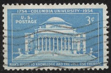 #1029 SG1026 1954 3c US affrancatura Bicentenario della Columbia University, usato