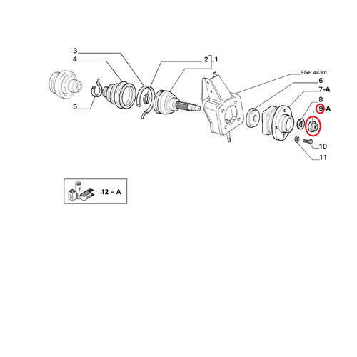 Dado mozzo anteriore fiat - dado,