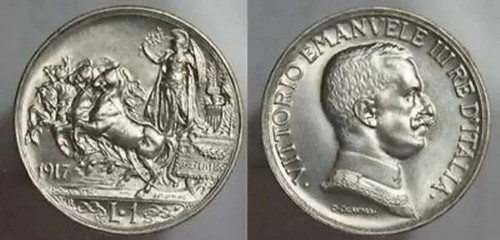 Regno italia lira - d'italia, 1917