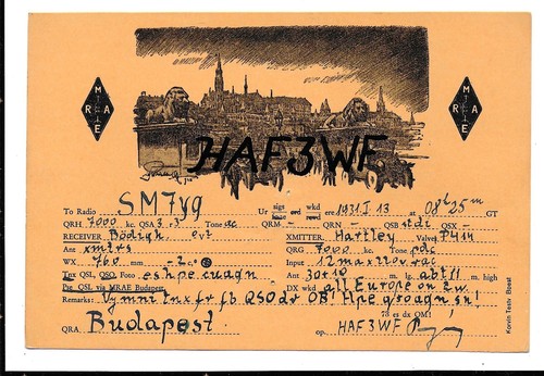 Qsl radio haf3wf budapest - qsl,
