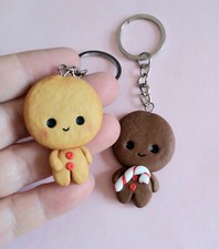 Portachiavi Fimo omino biscotto Natale 2021 handmade mr Gingy shrek cernit clay