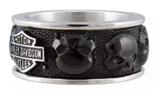 Anello Fede Nuziale Harley-Davidson® Nero Teschio Spinner 197/HSR0097