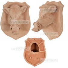 TESTA DI CINGHIALE IN TERRACOTTA TOSCANA STEMMA  BOAR'S HEAD' WALL MADE IN ITALY