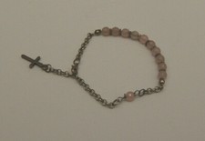 BRACCIALE CROCE GIADA ROSA ROSARIO IDEA REGALO 