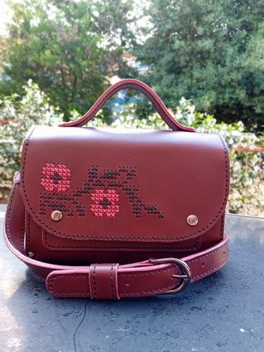 Borsa artigianale pelle con - pelle,