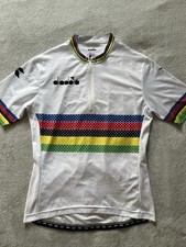 Diadora - Maglia Ciclismo Coppa del Mondo UCI Campione del Mondo Kit Bianca Shirt Tg L