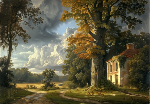 Quadro casa foresta stampa