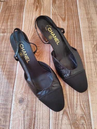 Chanel nero pelle slingback - pelle,