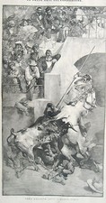 stampa antica grabado PARIGI EXPO 1889 ESPANA CORRIDA DE TOROS TORERO AIME MOROT