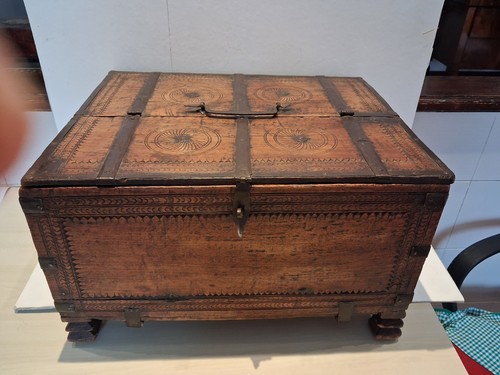 Antico baule legno xix - antico,