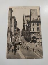 Cartolina Bologna 1915 Via Indipendenza Tram e Bici Animata
