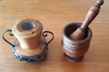 VASO PORTA FIORI E MORTAIO CON PESTELLO IN LEGNO VINTAGE