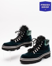 Stivaletti in velluto POLLINI RRP€515 US6 UK3,5 EU36 verde Made in Italy