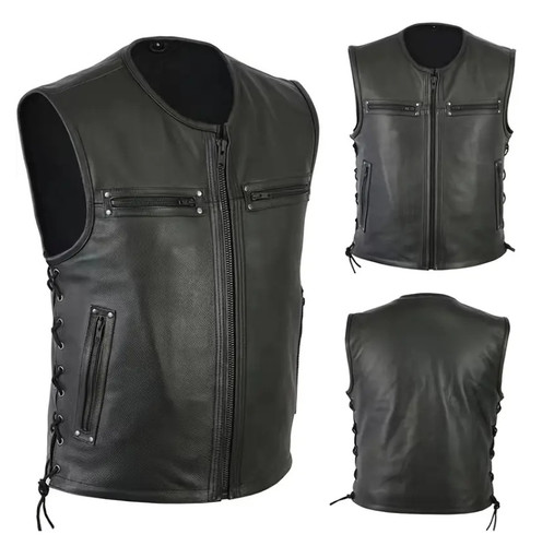 Gilet uomo nero moto ecopelle