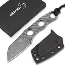 BÖKER PLUS® Kazhan Neck Knife EDC coltello fisso D2 coltellino grigio 02BO069