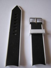 1 CINTURINO SILICONE ANSA CURVA DA 22 MM. BICOLORE NERO - BIANCO