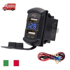 CARICABATTERIA PRESA DOPPIO USB UNIVERSALE IN 12V 24V OUT 5V 4.2 AUTO MOTO BARCA