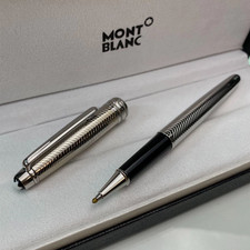 Montblanc Silver Classique Luxury Rollerball Pen 163 nuova con scatola ricarica OEM