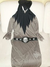 VESTITO DONNA STREGA FATTUCCHIERA DI HALLOWEEN CON CINTURA TESCHIO E CAPPUCCIO