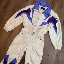 Tuta da sci uomo Descente pezzo unico tuta da neve bavaglino da neve bianca retrò Gaper vintage PICCOLA