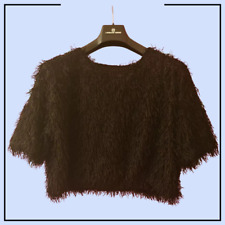 Pullover Maglione maglia corto per da donna invernale elegante nero girocollo