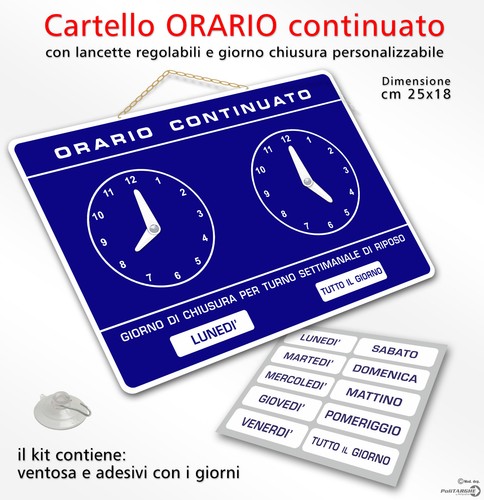 Cartello orario continuato - cartello,