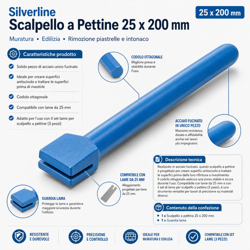 Scalpello pettine 25x200mm - scalpello,