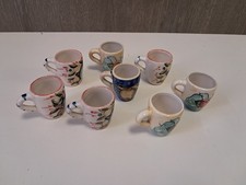 Set 8 bicchierini in ceramica dipinti a mano – Motivi floreali, artigianali