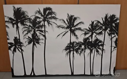 Quadro palme bianco - palme, nero