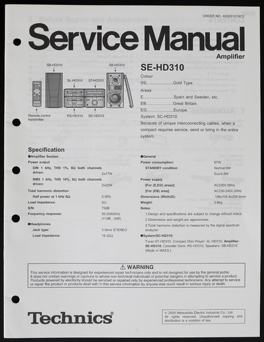 Originale technics hd310 - technics, se-hd310