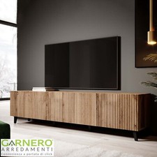 Mobile porta tv design moderno 4 ante 201x52cm quercia soggiorno ESSENCE