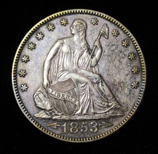 1853 Dollaro D'Argento Mezza Libertà 50C Frecce E Raggi