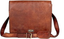 18 " Vintage Uomo Pelle Cartella Spalla Laptop Bag Messenger Carry On Valigetta