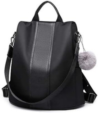 Zaino Antifurto Donna, Borsa Nero Zaini Nylon Impermeabile, Daypack Spalla Traco