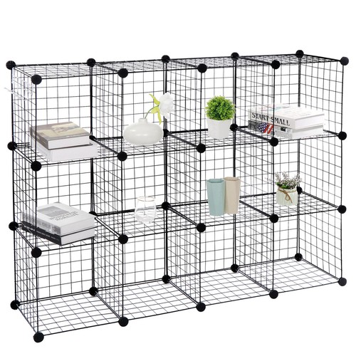 Scaffale portaoggetti nero - portaoggetti, 12