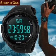 OROLOGIO UOMO SPORTIVO POLSO NERO HONHX LUCE BRAND TASTI DIGITALE