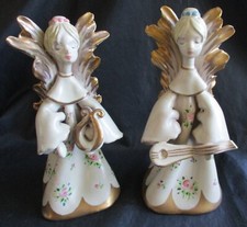FIGURINE ANGELO CERAMICA VERA MAGDA BRAGA VINTAGE FATTE A MANO MILNO ITALIA SET 2