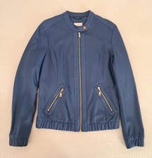 PIAZZA ITALIA Giacca giubbotto ecopelle blu zip donna ragazza taglia M